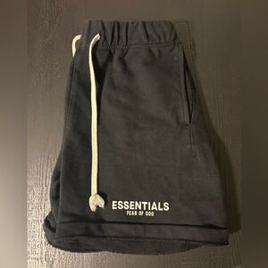 -SOLD-Essentials Black Athletic Drawstring Shorts with White Cord